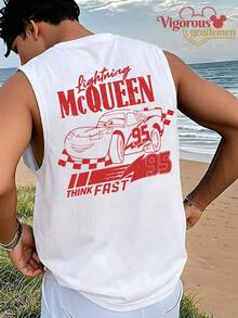 Disney Cars Lightning McQueen "Think Fast" Summer Racing Tank TopDisney Cars Lightning McQueen "Think Fast" Summer Racing Tank Top - White - View 1