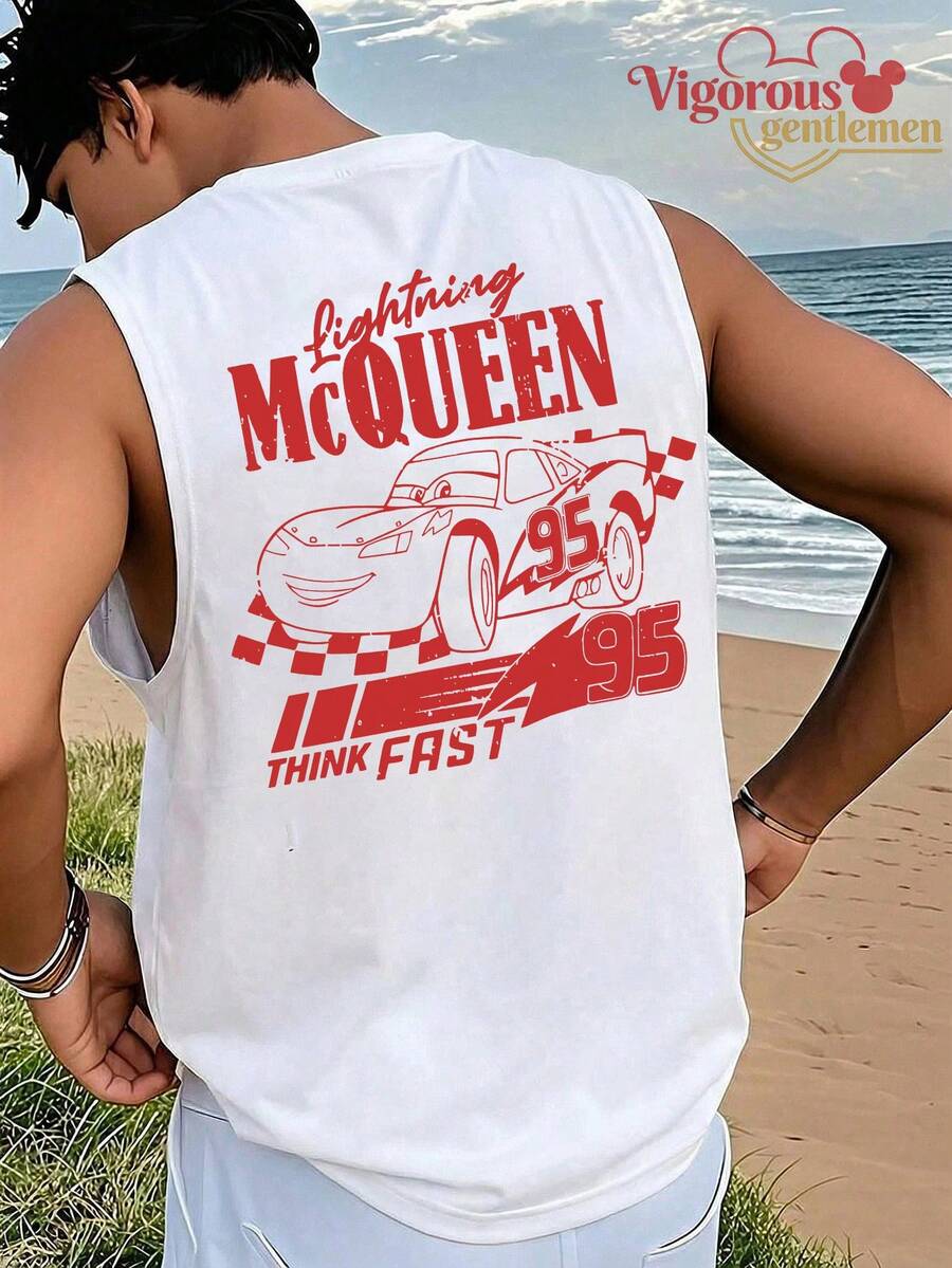 Disney Cars Lightning McQueen "Think Fast" Summer Racing Tank TopDisney Cars Lightning McQueen "Think Fast" Summer Racing Tank Top - White - View 1