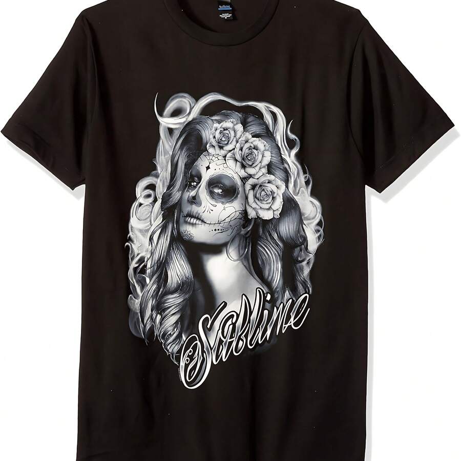 Sublime Men's Sugar Skull Princess Soft Short Sleeve T-Shirt - 黑色 - 查看 1