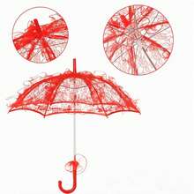 1pc/Set Mini Lace Umbrella, Wedding Photography Prop, Solid Color Lace Woven Dance Umbrella, Palace Style Decorative Umbrella - Multicolor - View 3