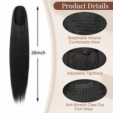 26/30 Inch Straight Synthetic Hair Ponytail Extension, Soft Heat-Resistant Clip-On Ponytail Hair Piece - Multicolor - View 6