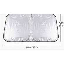 Upgraded Thickened Titanium Silver Car Windshield Sunshade, One-Piece Thermal Insulation Sun Visor, High-Density Light Blocking Fabric, Easy Install Portable Heat Protection Cover For Summer - Silver - View 11