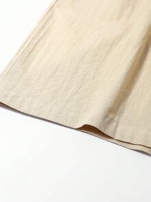 Men's Summer Vacation Linen Blend Button-Up Shirt - Apricot - View 4