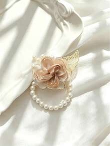 1pc/6pcs Artificial Rose Bridal Wrist Corsage With Gold Leaves, Suitable For Bride, Bridesmaid, Wedding Decor, Groom - Multicolor - View 6