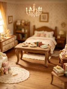 Miniature Model House Carved Leg Table, (Non-Wooden) European Style Low Table Model, Realistic Mini Coffee Table, Fairy House Furniture, Miniature Scene Decoration, Photography Prop Table Accessory - European-style Low Table - View 3