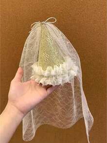 1件少女蕾丝薄纱发夹，仙女森林风格鸭嘴夹，温柔氛围发饰 - 彩色 - 查看 3