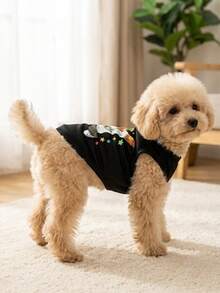 LUCKIE PAL 1pc Rapper Bear Graphic Pet Vest, Physical Flea Repellent, Reduce Shedding, Insulation & Breathable, Suitable For Small & Large Dogs, Indoor & Outdoor - Black - View 10