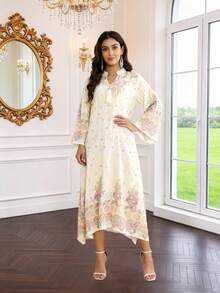 2026 New Style Ramadan Traditional Elegant Embroidered Arabic Dress, Long Sleeve Sweet Fashion JALABIA - White - View 2