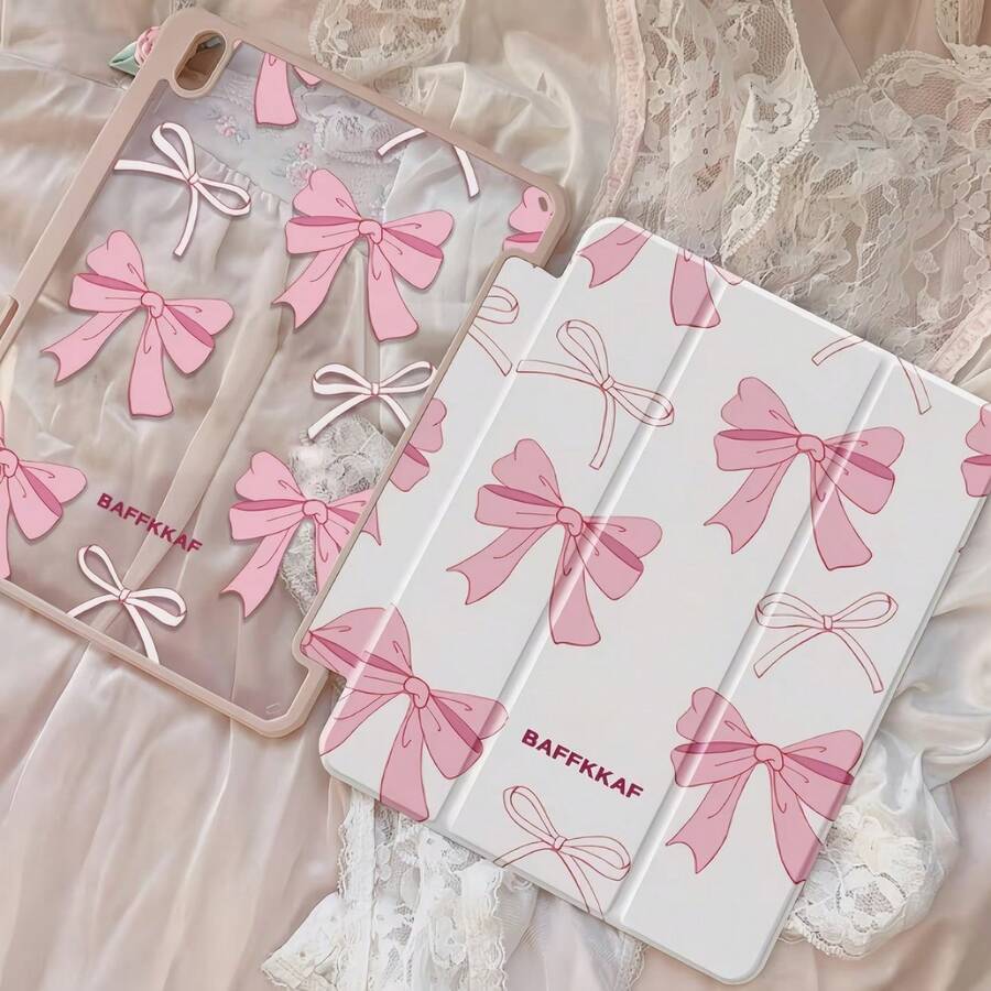 粉色保护壳，适用于 iPad 7/8/10 代 10.2 英寸，带支架、笔槽、透明防摔外壳和可折叠 Y 型支架 - 彩色 - 查看 1