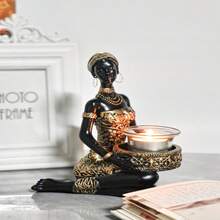 1 pieza Escultura de estilo bohemio, Portavelas, Adorno de decoración del hogar apto para sala de estar, estudio, dormitorio - 1PC - Ver 6