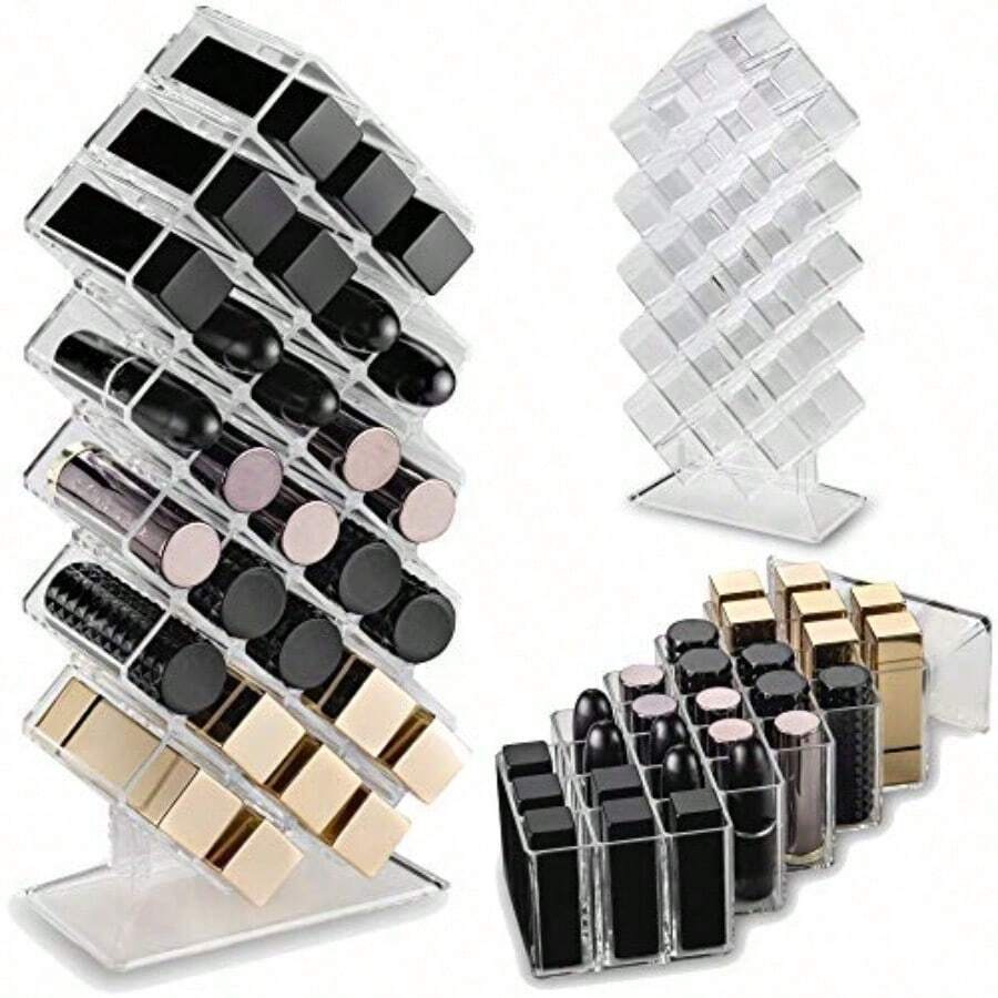 byAlegory Acrylic Lipstick Makeup Organizer 28 Space Cosmetic Storage Designed To Stand Lay Flat or Stack CLEAR 162745393569 - Claro - Ver 1