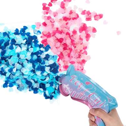 10 quả bóng bay rắc kim tuyến trang trí tiệc tiết lộ giới tính, chủ đề súng ống, dành cho bé trai hoặc bé gái (5 màu xanh dương + 5 màu hồng)