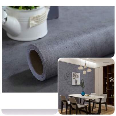 1 Cuộn Giấy Dán Tường PVC Xi măng Xám Phong Cách Công Nghiệp, Chống Thấm Nước, Có Thể Tháo Gỡ, Tự Dính, Có Thể Cắt Tự Do, Thích Hợp Để Trang Trí Nội Thất Phòng Khách, Bếp, Phòng Ngủ, Nhà Ở và Ký Túc, Kích Thước 40cm*100/300/500cm