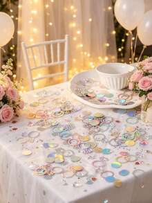 100pcs Colorful Ring Ribbon Decorations, Suitable For Wedding, Birthday Party, Desk Decor, Back To School, Valentine's Day, Bachelor/Bachelorette Party - Multicolor - View 7