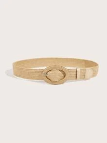 1pc Bohemian Woven Elastic Waist Belt, Suitable For Dresses, Skirts, Jeans, Casual Pants, Ideal For Parties, School, Work, Daily Wear, Travel, Beach, Gifts - Beige - View 5