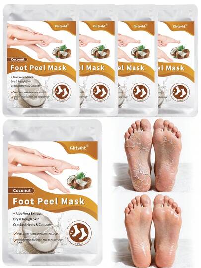 5 Paquetes de Máscara Exfoliante para Pies Secos y Agrietados | Máscara para Pies para Exfoliar Pies Ásperos, Agrietados y Secos, Callosidades para Obtener Pies Suaves | Hecho con Extracto de Aloe Vera para Mujeres y Hombres