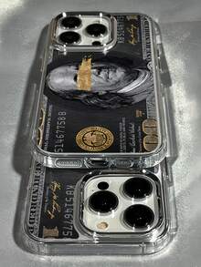 1个金属透明黑色钞票图案极简个性化TPU防震全包手机壳，兼容苹果17/16/15/14/13/12/11 Pro Max/Air - 彩色 - 查看 2
