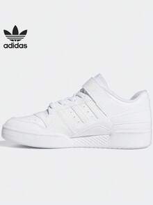 adidas Originals Forum Low三葉草小白鞋丨合成革輕便魔鬼氈兒童校園日常休閒板鞋 - 白色 - 查看 1