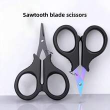 1 Pair Unisex Fishing Scissors, Multipurpose Fishing Pliers, Line Cutter, Non-Slip Blades, Sharp Cutting, Portable, Titanium Coated, Metal Material, Suitable For Fishing, Outdoor Activities - Multicolor - View 1