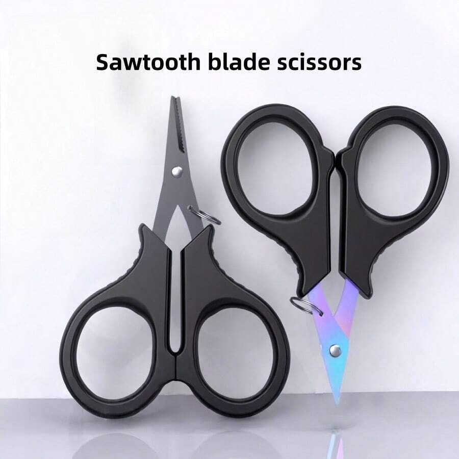1 Pair Unisex Fishing Scissors, Multipurpose Fishing Pliers, Line Cutter, Non-Slip Blades, Sharp Cutting, Portable, Titanium Coated, Metal Material, Suitable For Fishing, Outdoor Activities - Multicolor - View 1