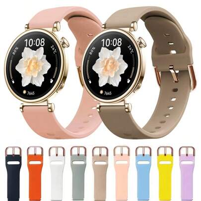 18毫米时尚硅胶腕带，适用于18毫米表盘的手表，例如Watch GT 4 41毫米、Bracelet S1/B5、Talkband B5、荣耀S1、vivoactive 3S/4S、Venu 2S/3S、Move 3S、Active S、Forerunner 255S/265S。兼容小米智能手表，高光泽表面，光滑舒适，做工精致小巧，是女性日常佩戴的时尚智能手表配件。