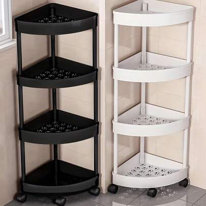 Xe đẩy đựng đồ di động 3 tầng/4 tầng, kệ góc nhỏ gọn có bánh xe, làm bằng nhựa chắc chắn, lắp ráp gấp gọn, không cần nguồn điện, thích hợp cho nhà bếp, phòng khách, phòng ngủ, văn phòng, phòng tắm thương mại và phòng tắm vòi sen, giỏ đựng đồ đa chức năng, trang trí phòng tắm, đồ dùng cần thiết cho phòng tắm, giá đựng đồ tắm, đồ dùng nhà bếp, trang trí nhà cửa.