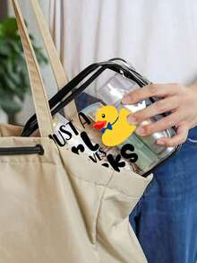 Süße Ente Kosmetiktasche mit "Nur ein Mädchen, das Enten liebt" Design - Gelb und weiß Enten Muster bedruckter wasserdichter PVC Strandtasche, leicht, farbbeständig, Kosmetik- und Kulturbeutel geeignet für Frauen und Männer, Sommer Reise-Kulturtasche, Waschbeutel, Duschbeutel, wasserdicht, große Kapazität, Packwürfel, Reiseaccessoires, ideal für Urlaub, Geschenk für Entenliebhaber - Verschiedenfarbig - Übersicht 8