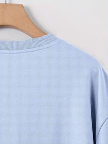 Summer TopsStylish T-Shirt Featuring An Adorable Bear Design, Relaxed Fit With Short Sleeves, Perfect For Everyday Wear, Door Activities, And Shopping - 淺藍色 - 查看 3