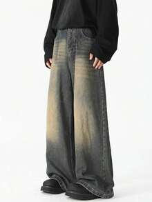 Quần Jeans Denim Ống Rộng Túi Dáng Rộng Thường Ngày Cho Bé Trai Tuổi Teen - Rửa trung bình - Xem 4