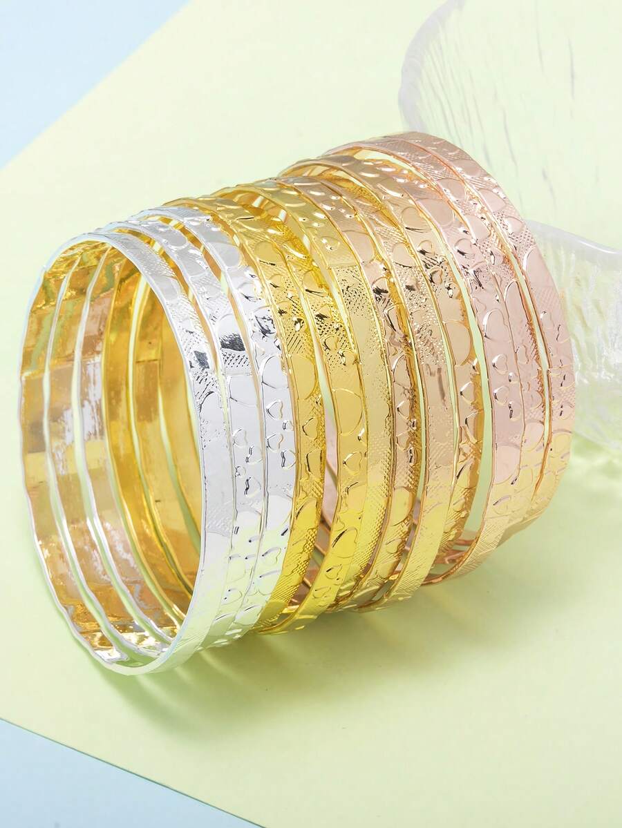 Bộ 3 vòng tay hình trái tim sang trọng, độc đáo, thanh lịch, thiết kế đa năng. - Nhiều màu - Xem 1