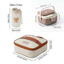 304 Stainless Steel Lunch Box, Cute Bento Box Adult, Student Microwavable Lunch Containers, Leakproof Travel Food Containers, Snack Containers With Lids, Portable Bento Box With Handle And Cutlery - Multicolor - View 24