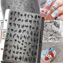 Placa de estampado de arte de uñas, plantilla de estampado con patrones florales, decoración de uñas para principiantes, incluye diseños de margarita, lirio y rosa, herramienta de estampado de silicona transparente - Multicolor - Ver 1