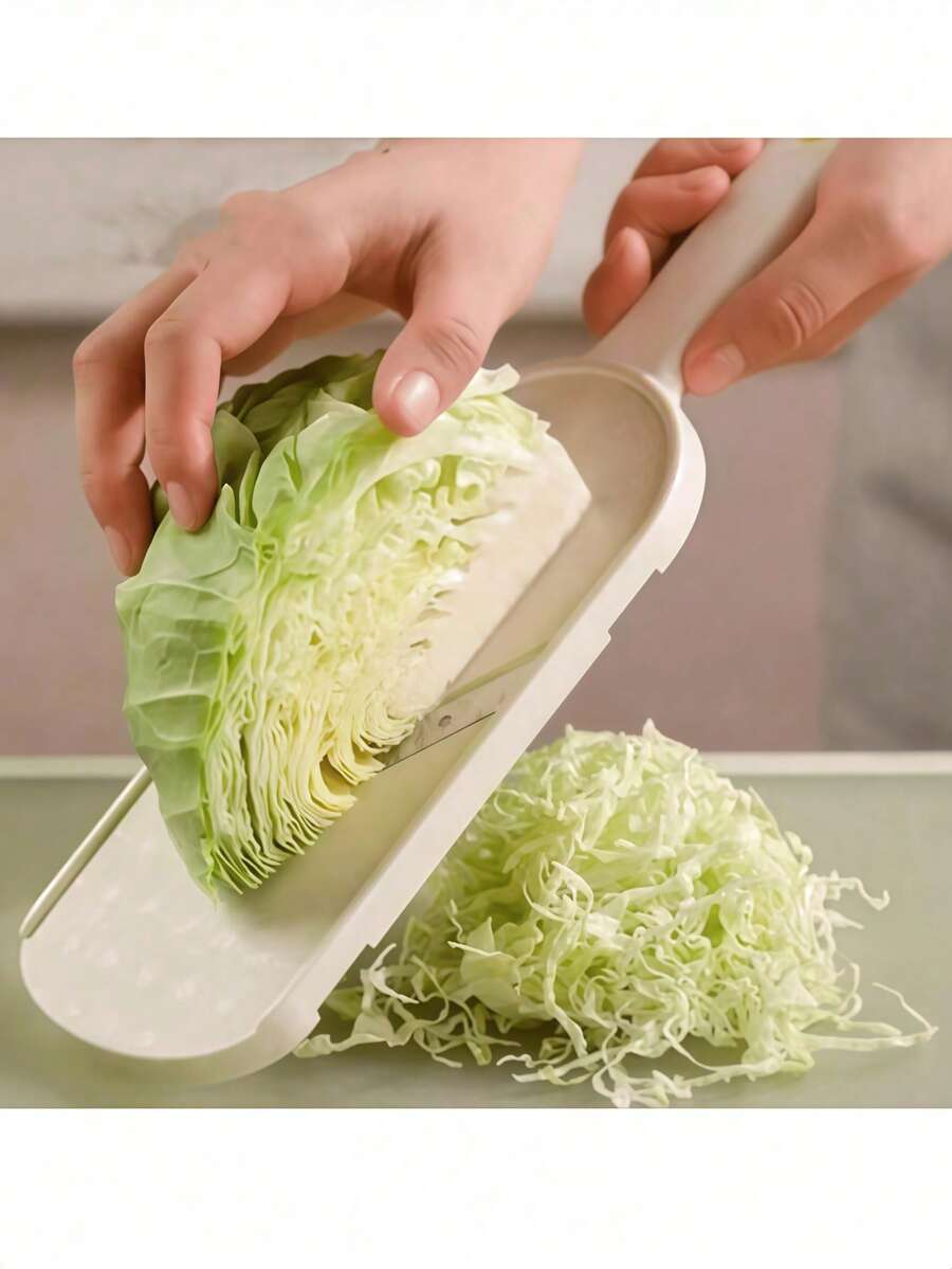 1个蔬菜沙拉切片器/刨丝器/切丝器,适用于卷心菜、生菜、紫甘蓝、黄瓜、小白菜,多功能卷心菜切片器(带清洁刷) - 彩色 - 查看 1