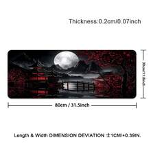Extra Large Japanese Landscape Pattern Mouse Pad, Anti-Slip Computer Desk Mat With Stitched Edges, XL Keyboard & Mouse Pad, Aesthetic Decor For Home & Office - View 16