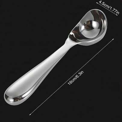 1pc Thick Stainless Steel Ice Cream Scoop - Mirror Polished Professional Scooper, Dessert Serving Spoon, Durable One-Piece Design, Essential Tool For Home Kitchen And Afternoon Tea