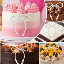 Pearl Bow Cake Decorations, Pearl Bow Bouquet Accessories, Cake Decorative Bowknot, Elegant Bride Party Birthday Decor, Wedding Baby Shower Supplies - Multicolor - View 4