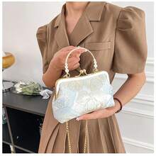 Simple Shoulder Bag Handbag Clutch Cheongsam Bag Crossbody Bag Multi-Purpose Chinese Style Women Bag Valentines - Sky Blue - View 3