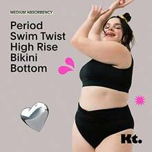 KNIX Teen Girls Leakproof Period Swimwear High Rise Bikini Bottom – Light Flow Protection, Absorbs 1–3 Regular Tampons - X-small-black - View 2