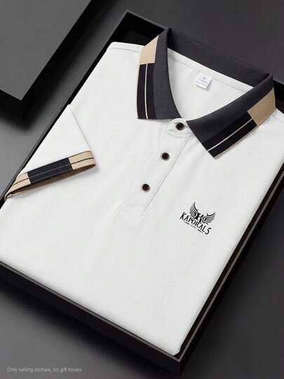1pc Elegant Printed Pattern Men's Business Casual Polo Shirt, Collared Shirt, Comfortable Fabric, Suitable For Golf, Tennis, Outdoor Travel, Leisure, Great Gift For Men