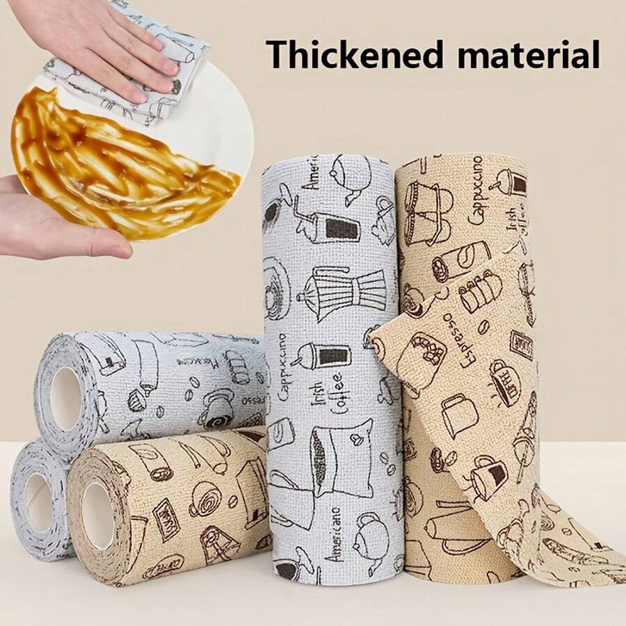 1 Roll/20pcs Ultra-Fine Fiber Cleaning Cloths, High Absorbency Durable Washable Multi-Purpose Absorbent Tear-Off Cloths, Space-Saving Modern Square Dish Washing Rags For Kitchen Cleaning - Multicolor - View 1