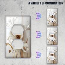 1 o 2 placas decorativas de interruptor de pared con patrón floral dorado - Cubierta decorativa de interruptor de luz para cocina, baño, sala de estar - 1 pieza - Multicolor - Ver 3