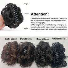 1pc Natura Hair Ball Real Messy Curly Wig Flower Bud Clip Easy Clip In Hair Suitable For Weddings Parties Daily Use Women's Hair Extensions - Black - View 5
