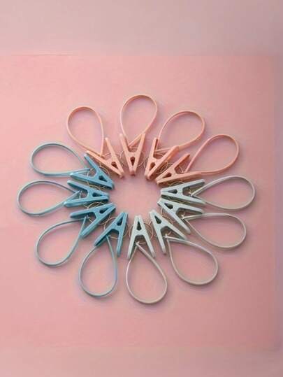 12pcs Multi-Purpose Windproof Clothesline Hooks - Durable Plastic, Ideal For Hanging Clothes, Towels And Socks - Great For Home And Travel Use, Clothes Hooks