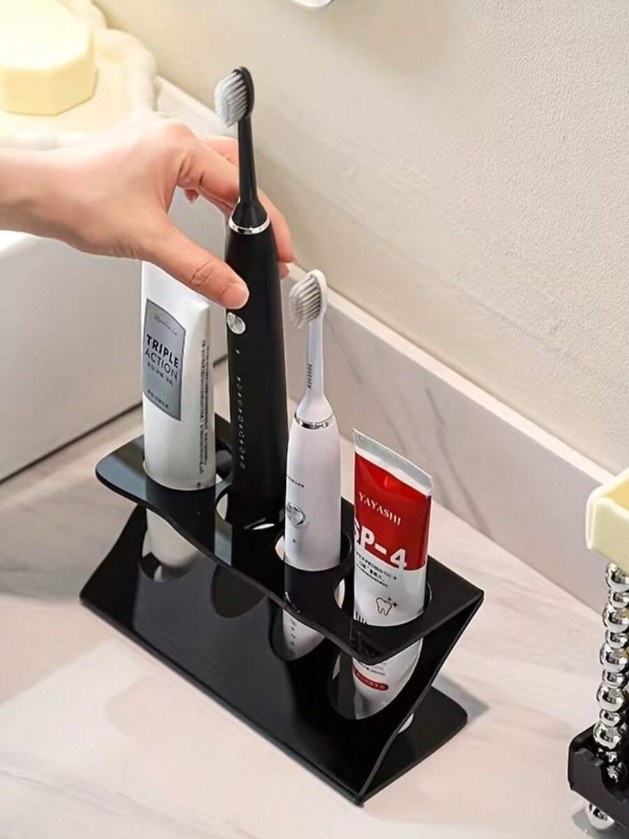 Toothbrush Holder & Organizer, Multi-Function Bathroom Storage Rack, Draining Toothbrush Holder, Combines Aesthetics And Practicality For Desktop Organization