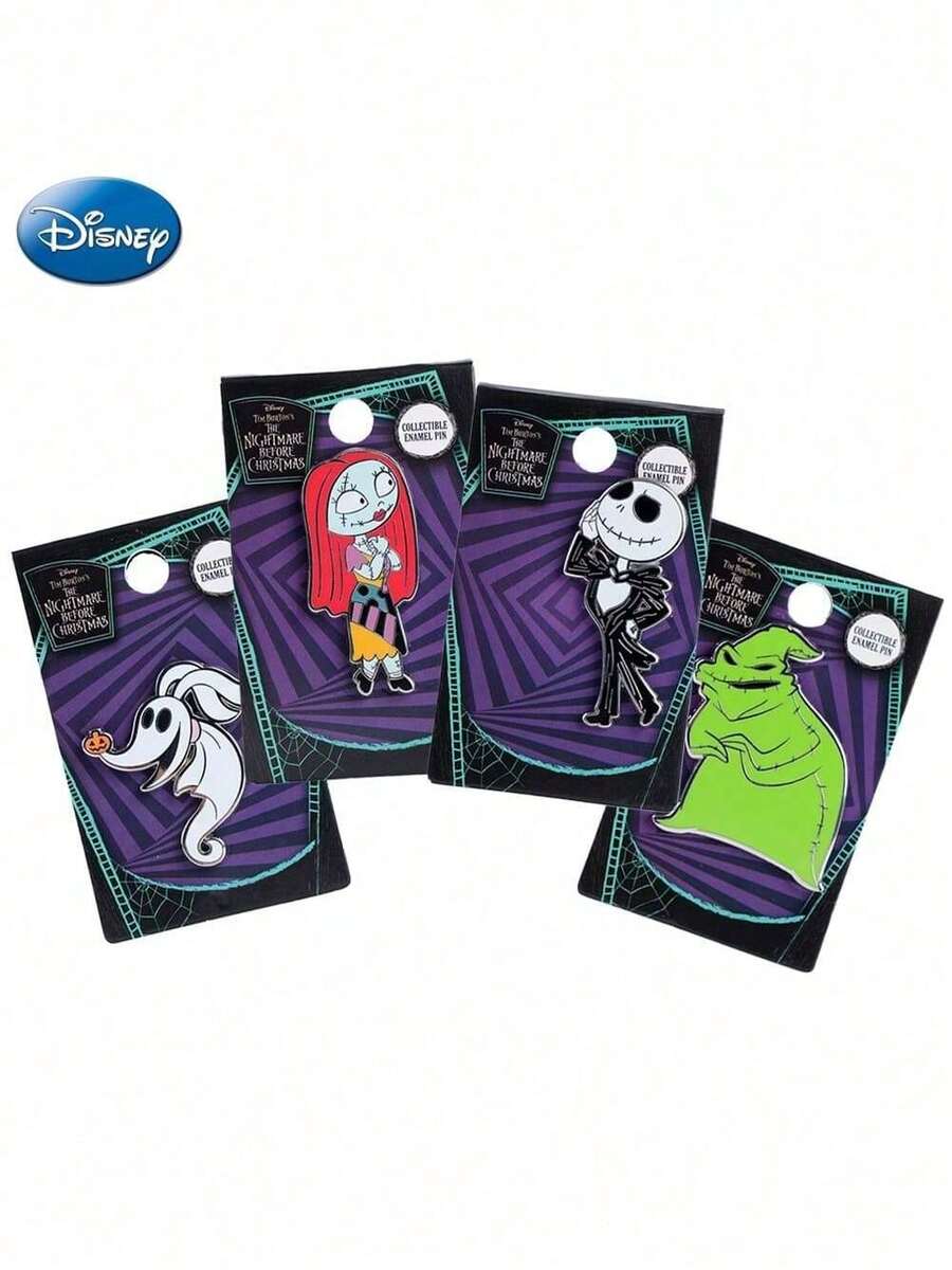 Monogram Disney 1枚迪士尼官方授权《圣诞夜惊魂》珐琅胸针，杰克·斯凯灵顿、莎莉角色设计收藏徽章，适合装饰背包、外套、帽子、包包，暗黑风格设计，是节日礼物和粉丝收藏的理想之选，日常装饰也适用。 - 彩色 - 查看 1