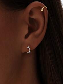 1 chiếc khuyên tai/khuyên mũi bằng bạc sterling 925, không cần xỏ lỗ tai, khuyên tai sụn, khuyên mũi kẹp, phù hợp cho nữ. - Vòng mũi đơn - Xem 3