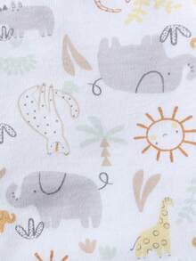 DILAVEL 5 piezas Nuevo mono triangular para niños y bebés con patrones bordados de animales elefantes, patrones a rayas lindos en colores frescos para uso al aire libre en todas las estaciones - Celeste - Ver 6