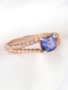Nhẫn hình trái tim ba viên đá Tanzanite mạ vàng hồng bằng bạc Sterling 925, thích hợp cho nữ giới đeo hàng ngày, làm quà cưới và quà kỷ niệm. - 1575 - Xem 5