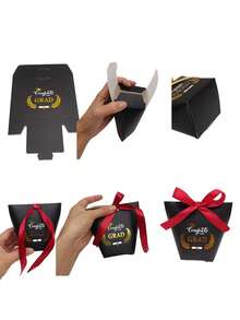 6pcs Graduation Party Gift Boxes, Black/Blue Gift Boxes With Graduation Cap And Bow, Graduation Celebration Party Gift Boxes, Candy And Cookie Packaging Boxes, Party Favor Boxes, Suitable For Graduation Theme Party And Event Decoration, Celebrating Student Graduation, Perfect For Ceremony And Party - Multicolor - View 9