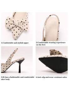 Women's Solid Color High Heel Pumps, Pointed Toe Kitten Heel Slip-On Sandals With Buckle Closure - White - View 9